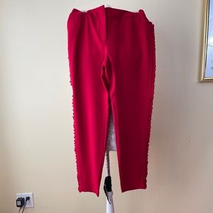 Chicos  Slim Ankle  Pant Side Ruffle Size 0 Red Pants